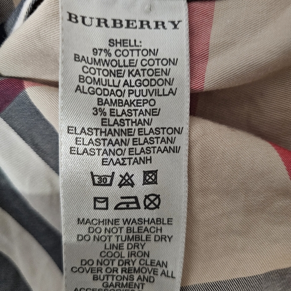 Burberry Brit Nova Check Button Down Shirt Size M/L Classic Plaid Stretch Cotton - Picture 6 of 8